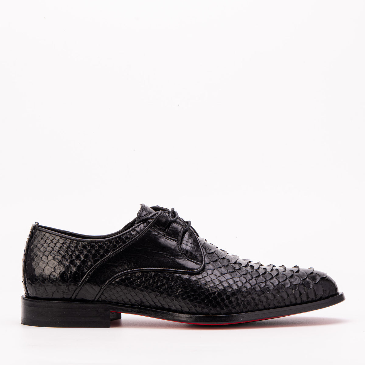 Zapato derby para hombre Valmont de cuero de pitón negro