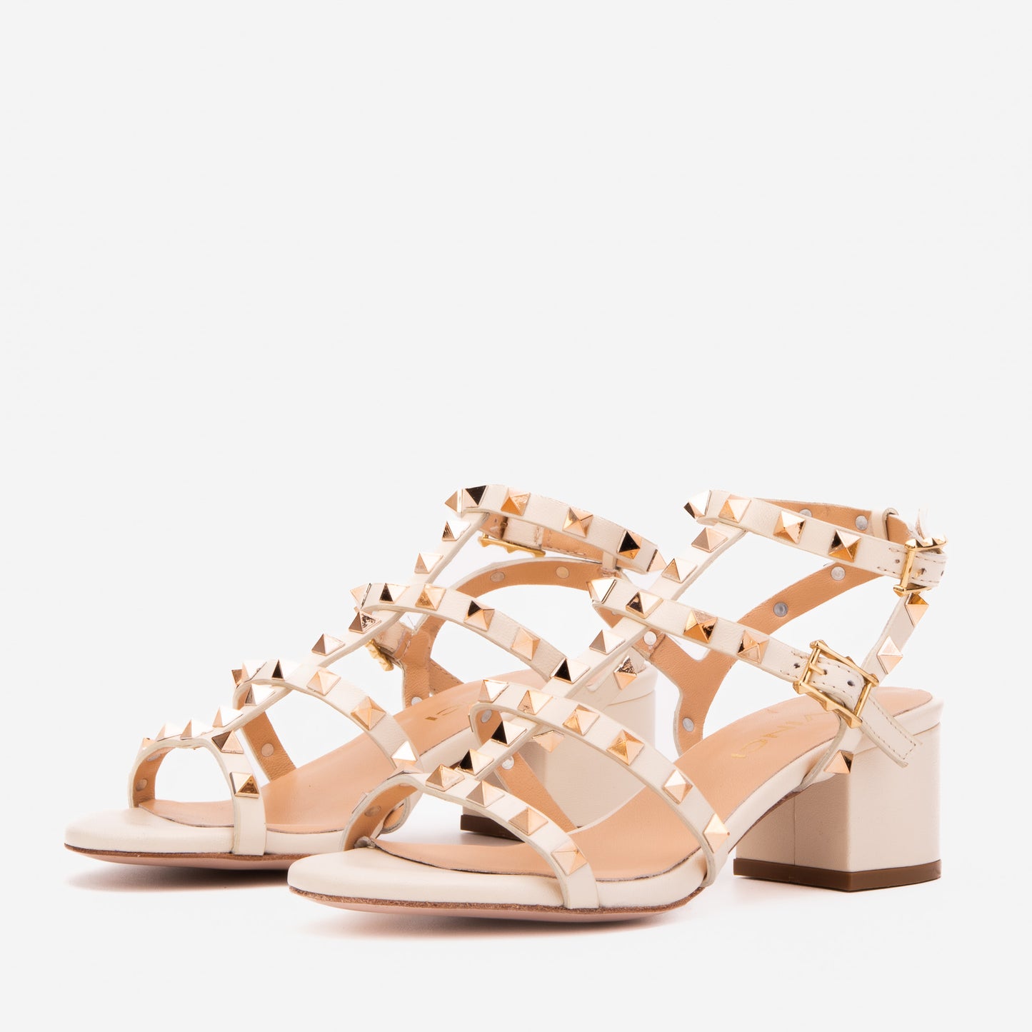 The Nejapa Cream Studded Leather Women Sandal