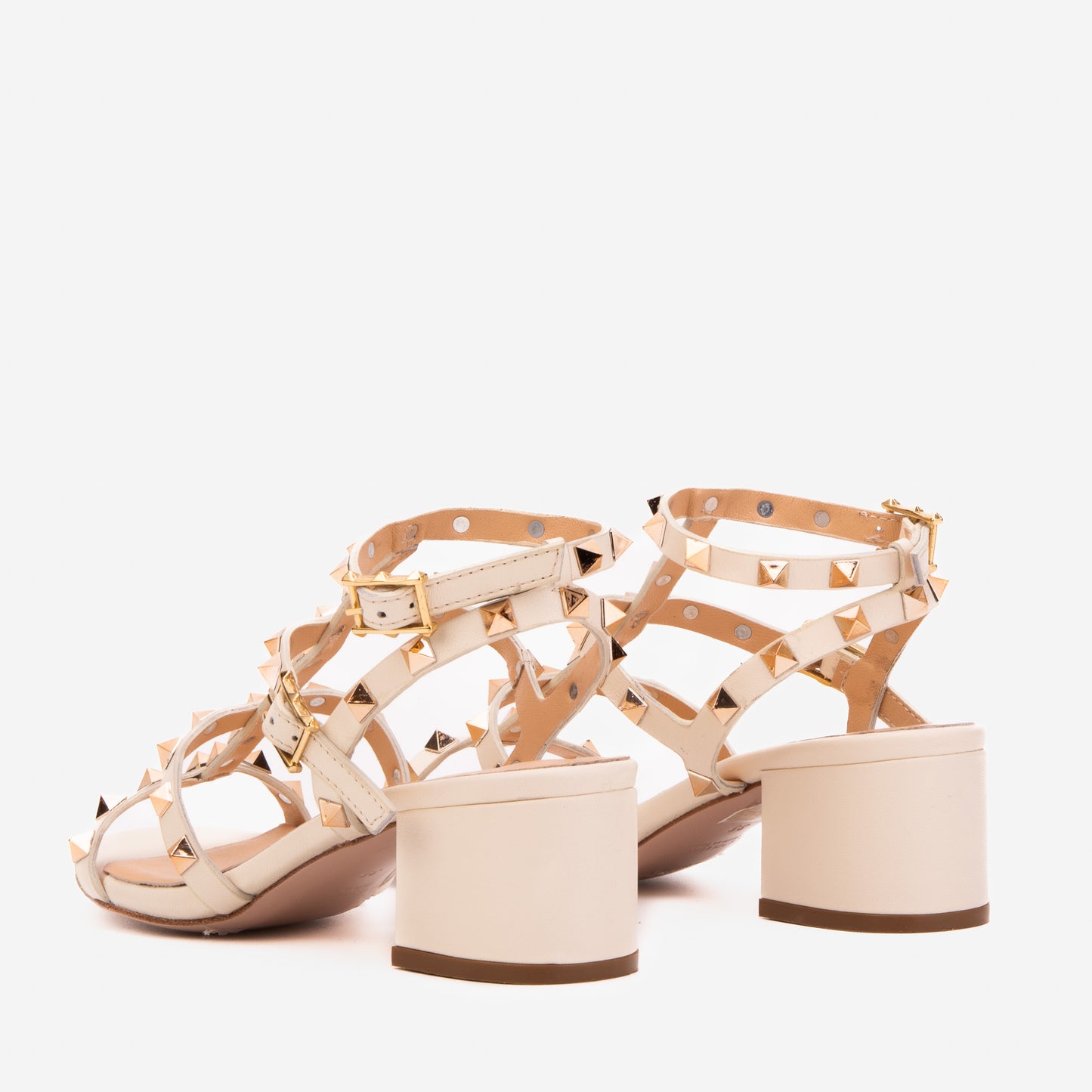 The Nejapa Cream Studded Leather Women Sandal