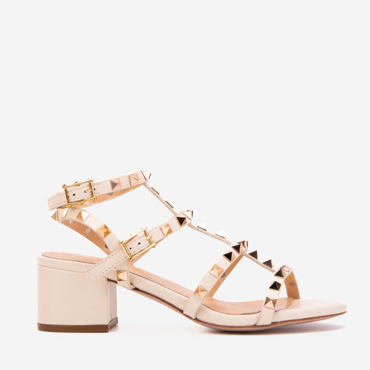 The Nejapa Cream Studded Leather Women Sandal