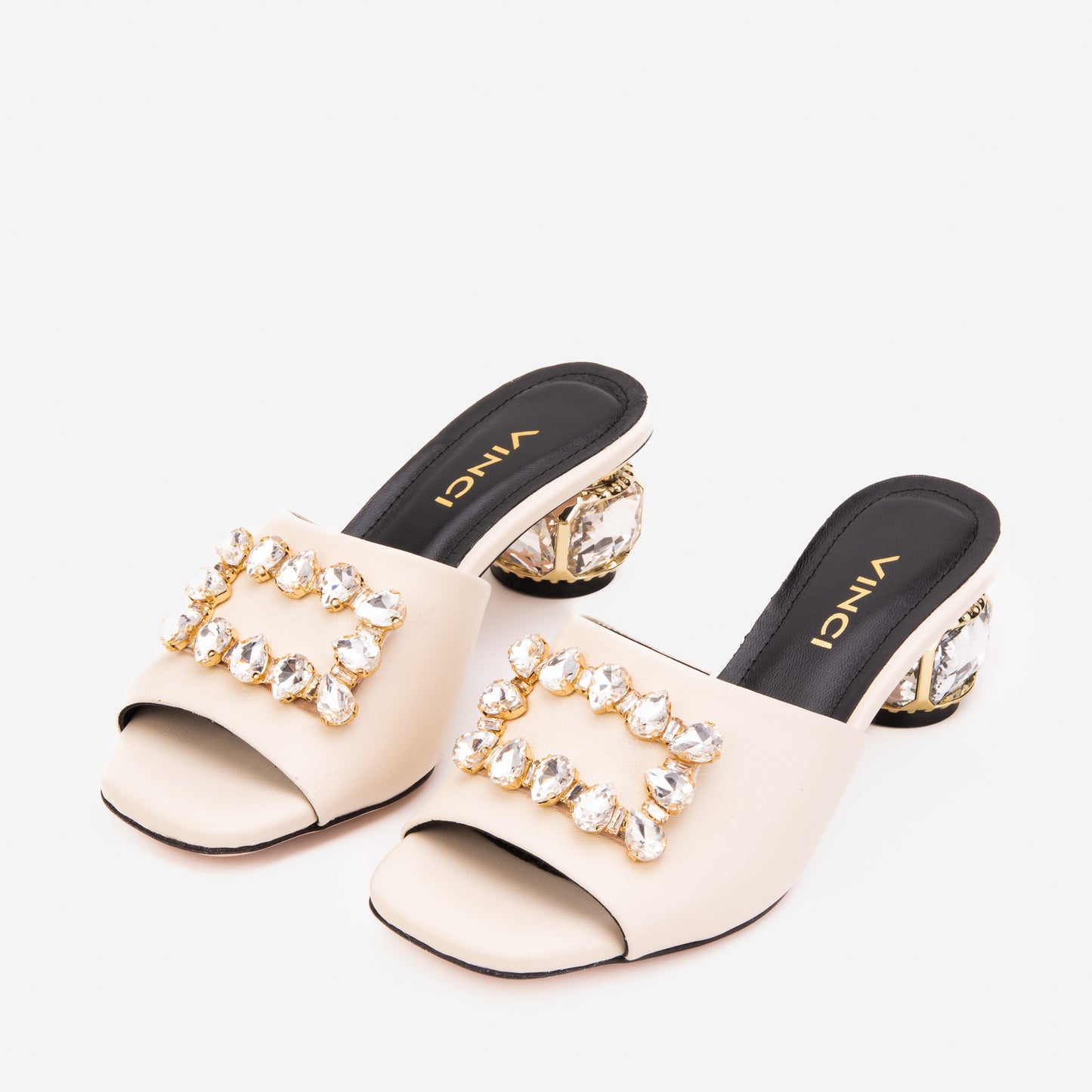 The Noctara White Crystal Heel Women Sandal
