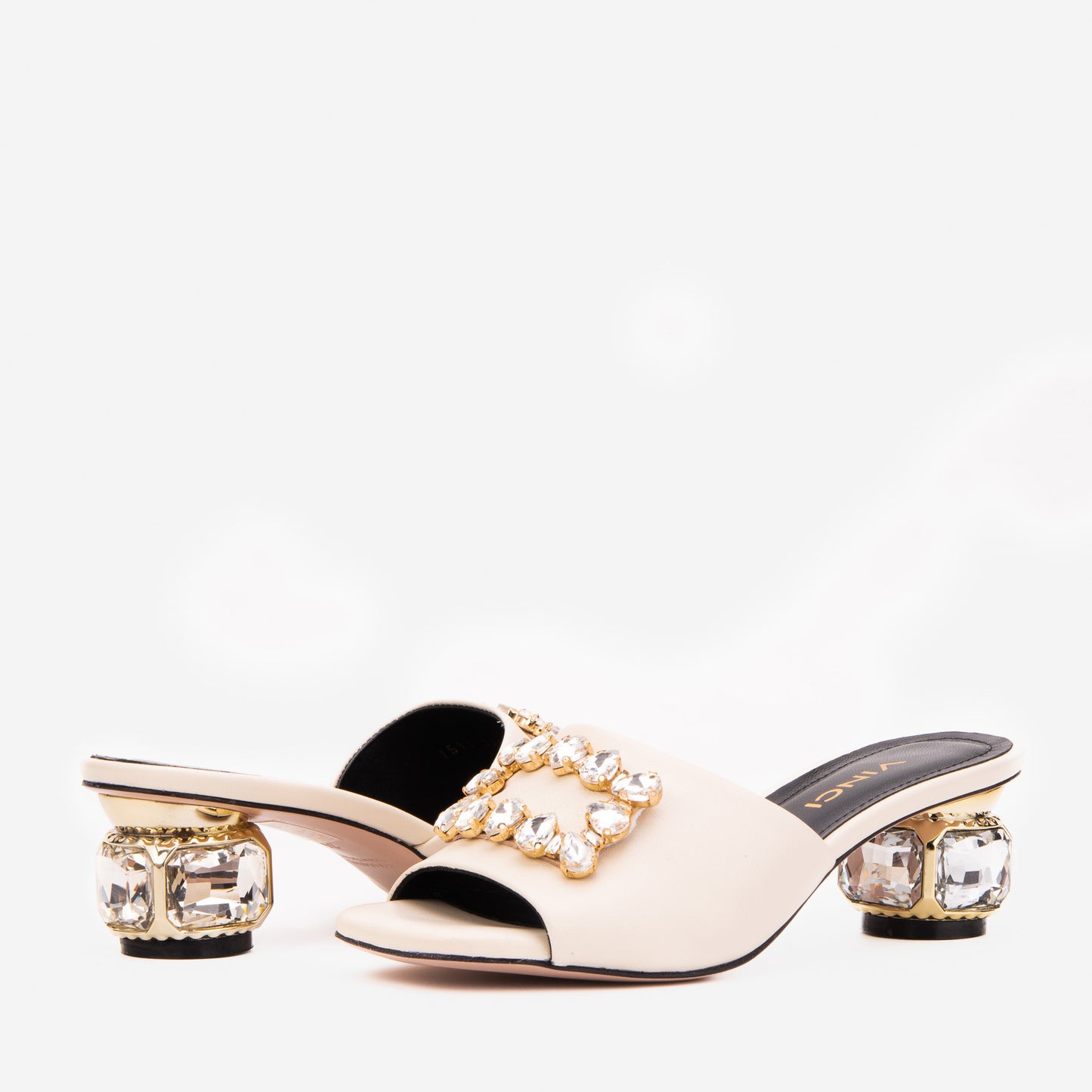 The Noctara White Crystal Heel Women Sandal