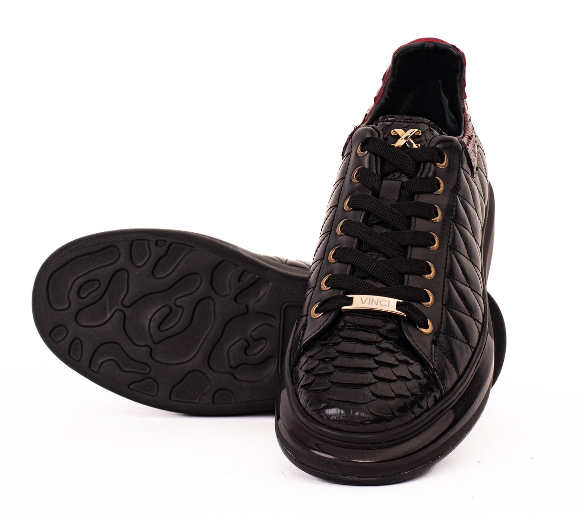 Zapatillas Adler Pyht Snk Skin negras y burdeos para hombre