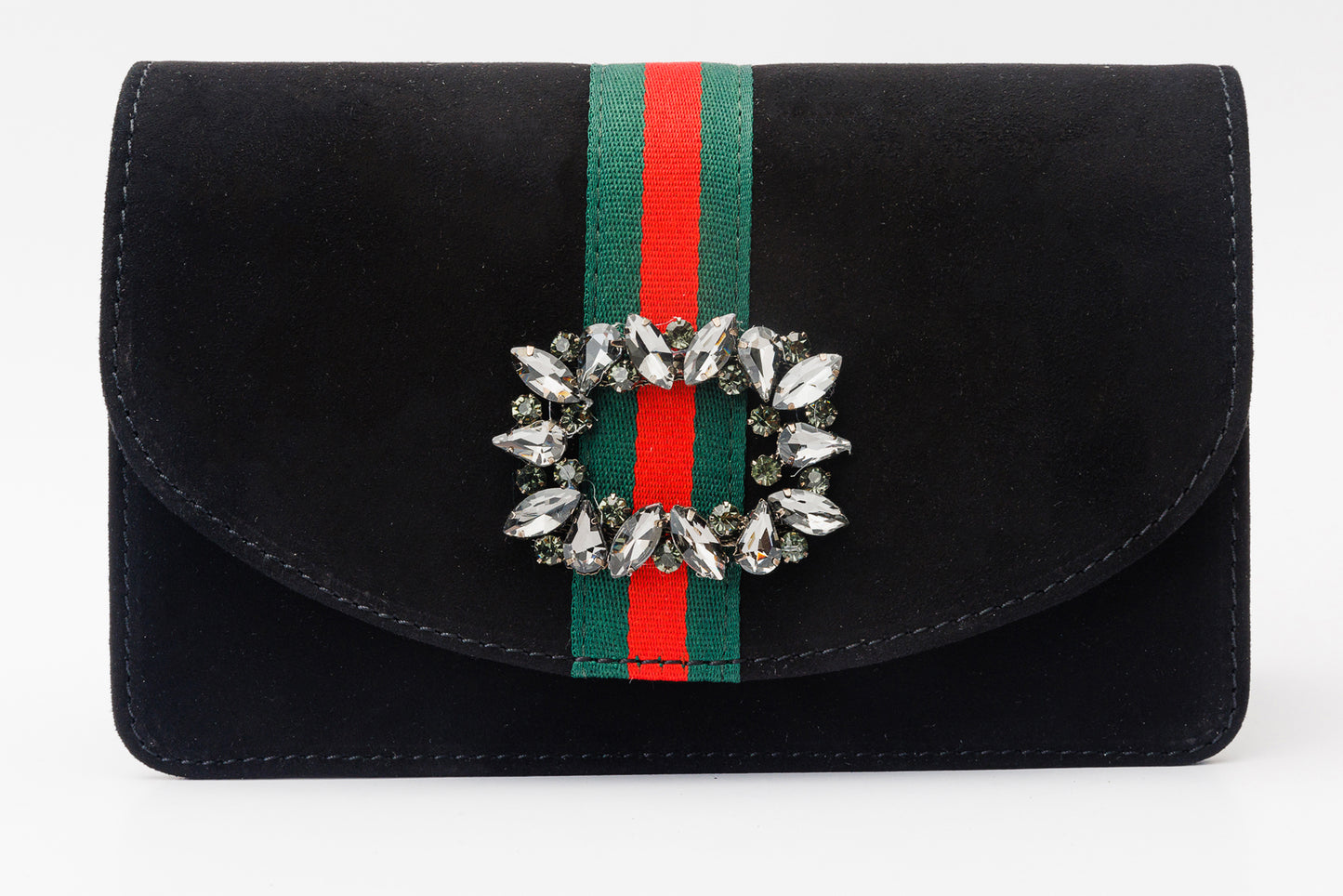 El bolso de mano Afega de piel de ante negra