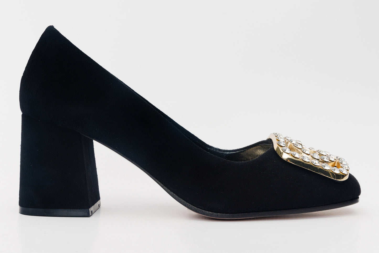 Zapatos de tacón de bloque de piel de ante negra California para mujer 