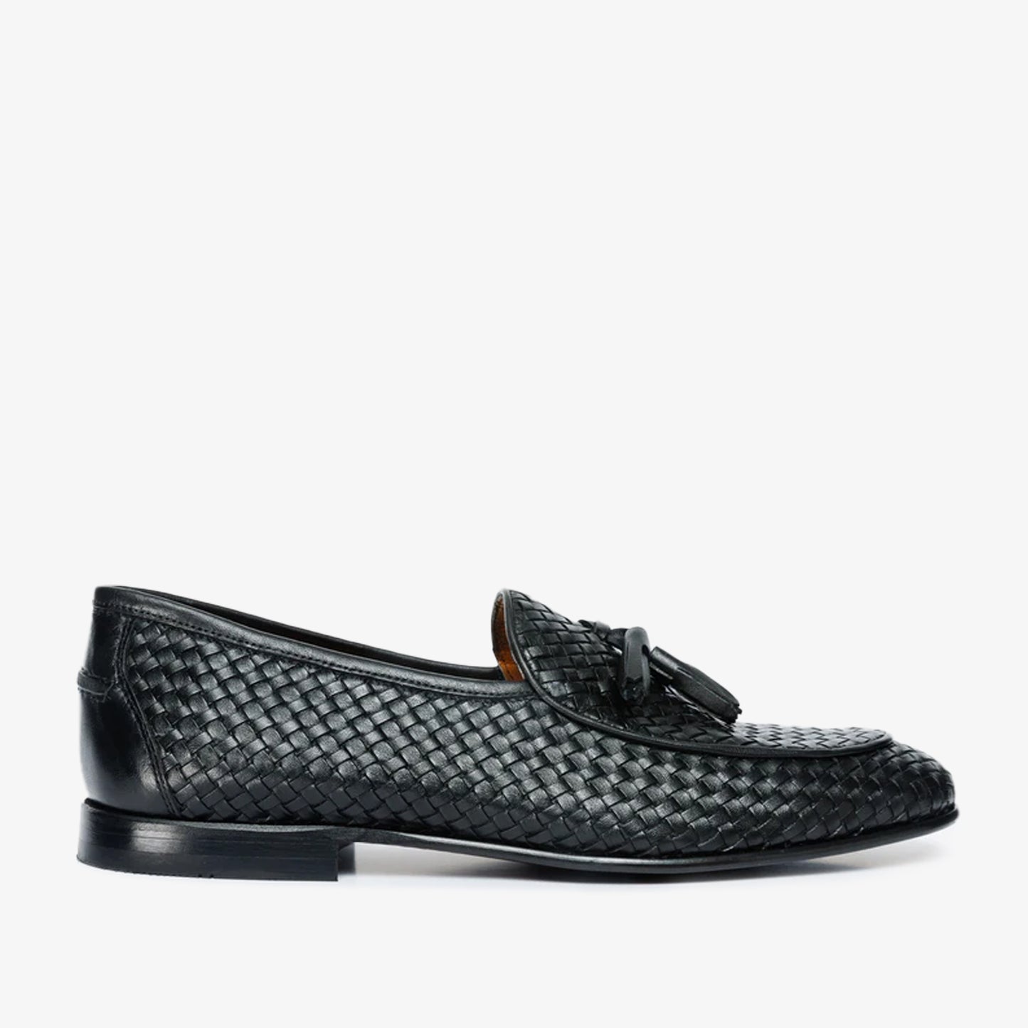 Mocasín con borlas tejidas de cuero negro Mclean Shoe para hombre