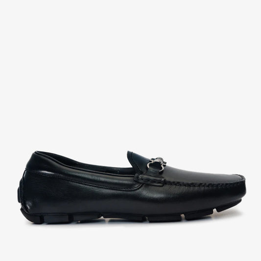 Pavia Black Leather Bit Drive Loafer Men Shoe - 1