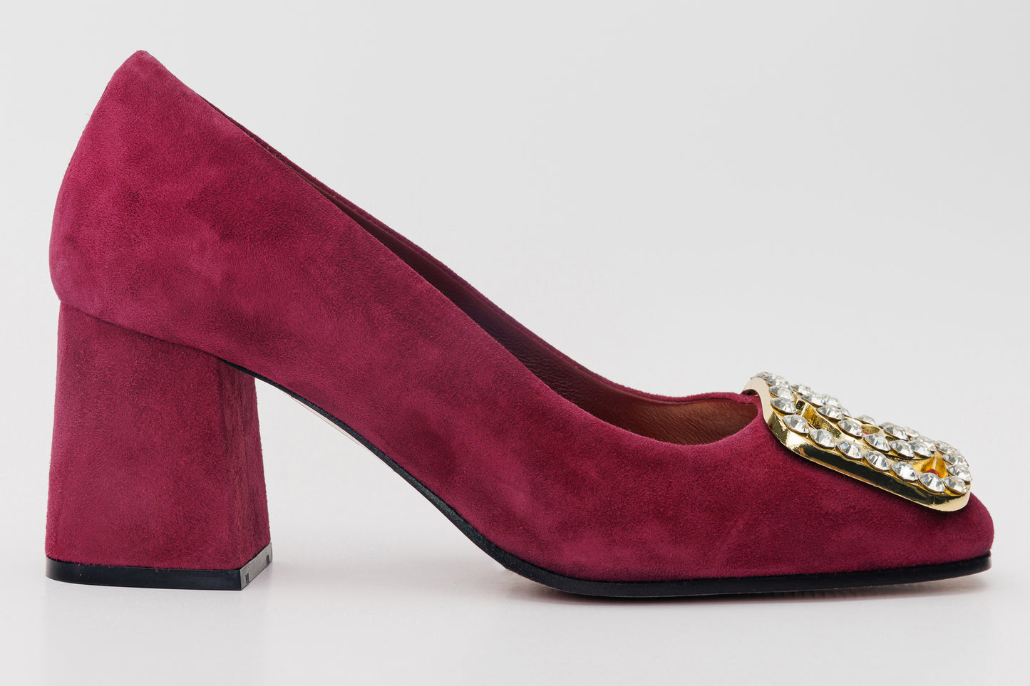 Zapatos de tacón de bloque de piel de ante burdeos de California para mujer 