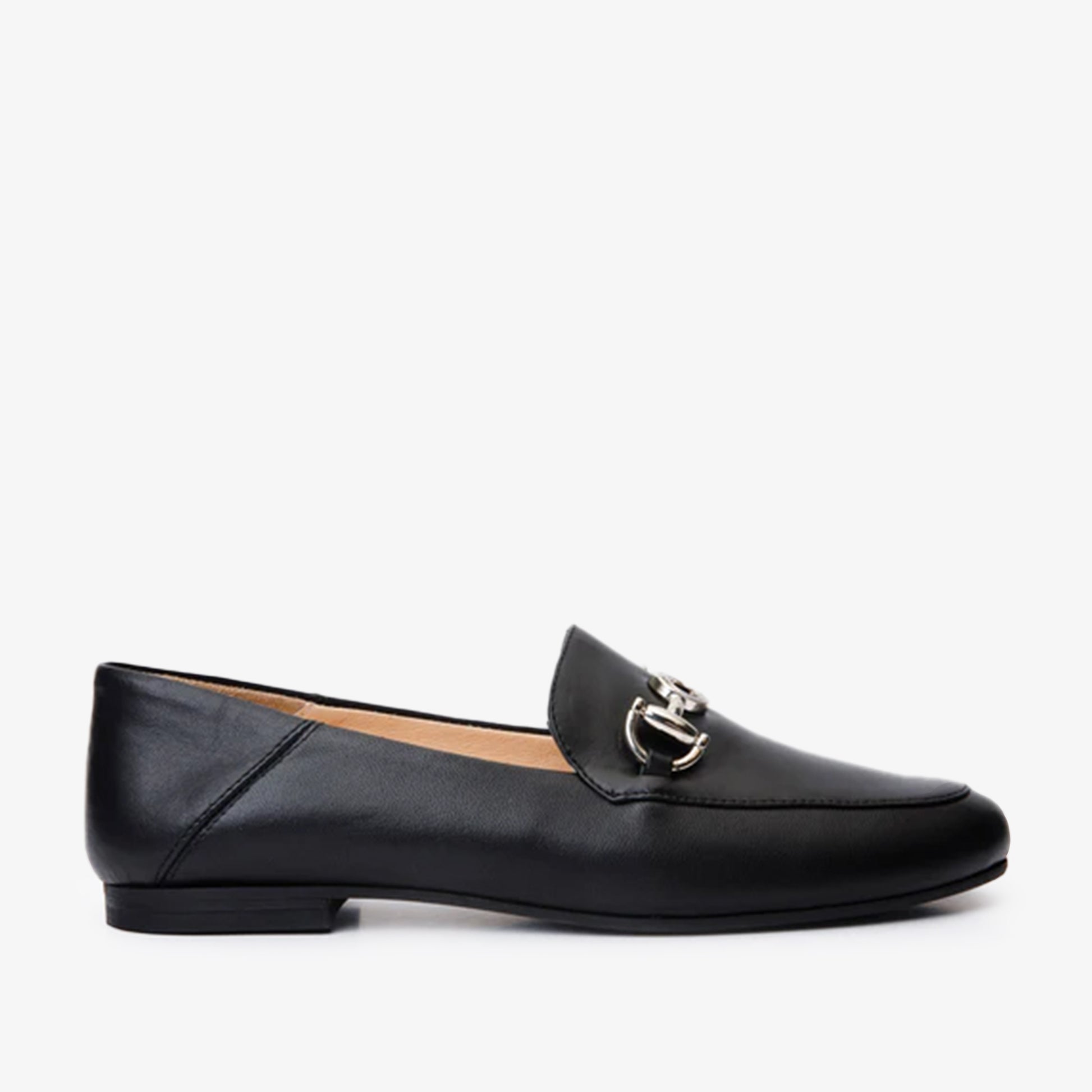 Luanda Black Leather Women Flat Shoe - 1