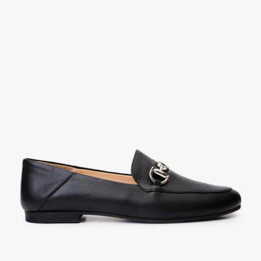 Luanda Black Leather Women Flat Shoe - 1