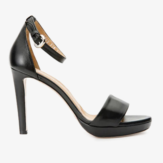 ¡Última venta de las sandalias de mujer con tira al tobillo de cuero negro Aksu!