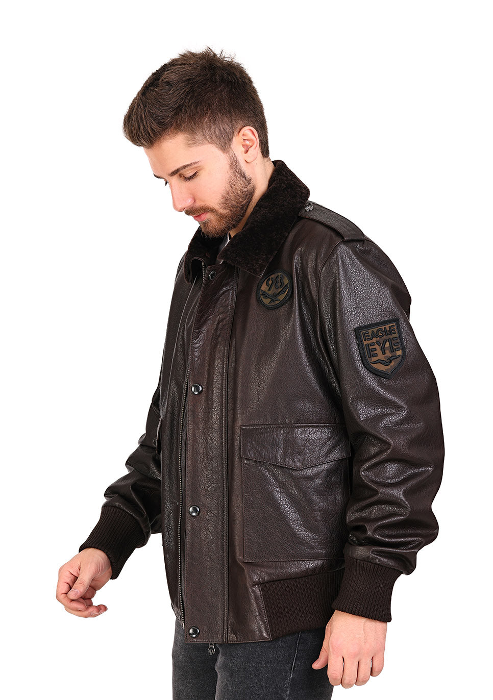La chaqueta de cuero marrón Tivoli para hombre 