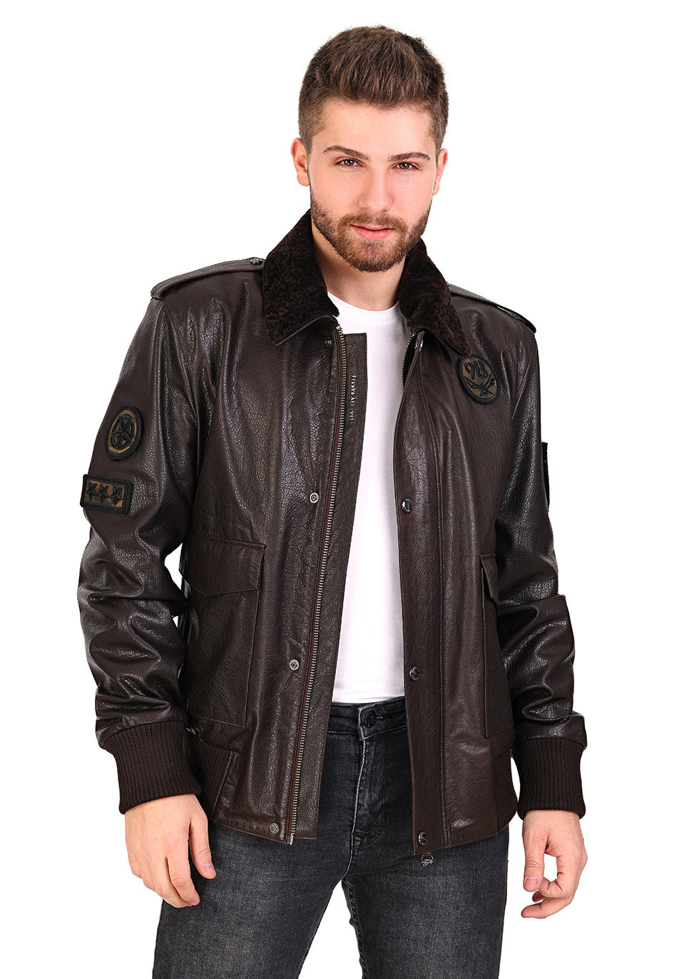 La chaqueta de cuero marrón Tivoli para hombre 