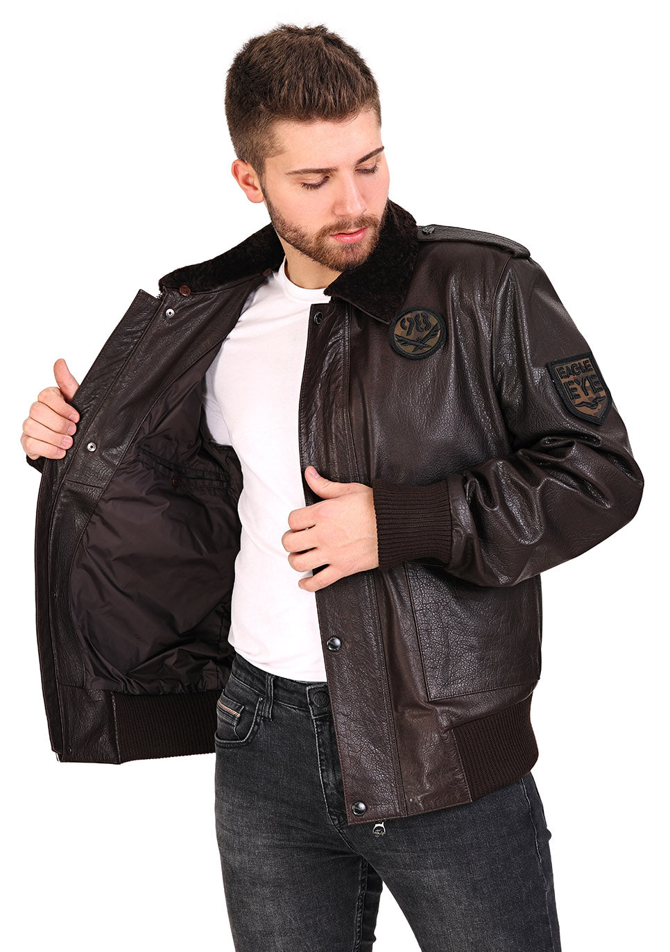 La chaqueta de cuero marrón Tivoli para hombre 