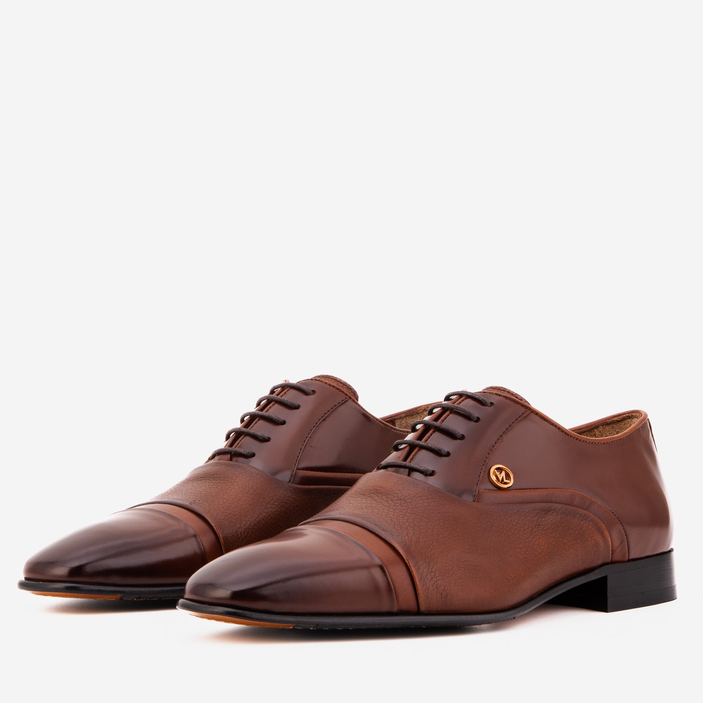 El Zapato Oxford de Puntera Cap de Cuero Marrón Hecho a Mano Rockwell para Hombre