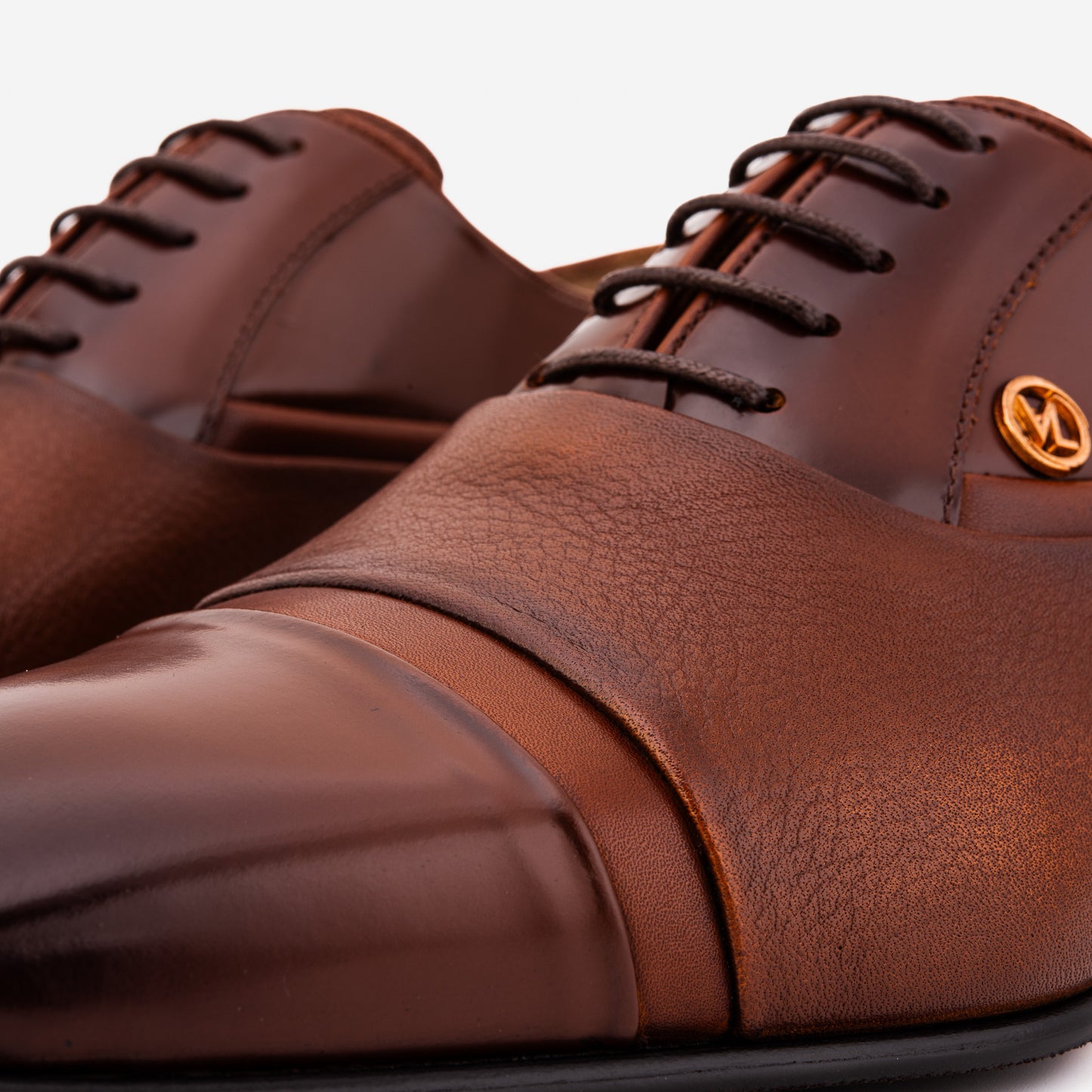 El Zapato Oxford de Puntera Cap de Cuero Marrón Hecho a Mano Rockwell para Hombre