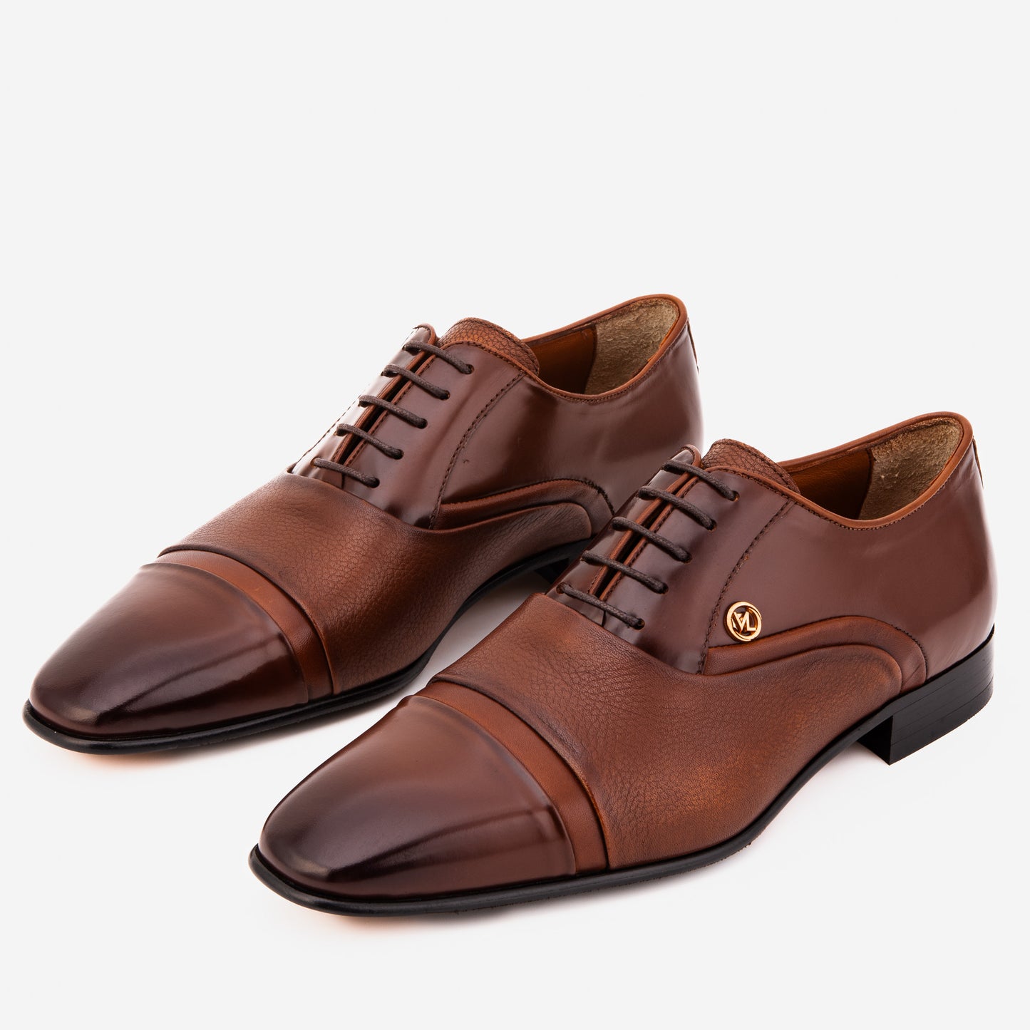 El Zapato Oxford de Puntera Cap de Cuero Marrón Hecho a Mano Rockwell para Hombre