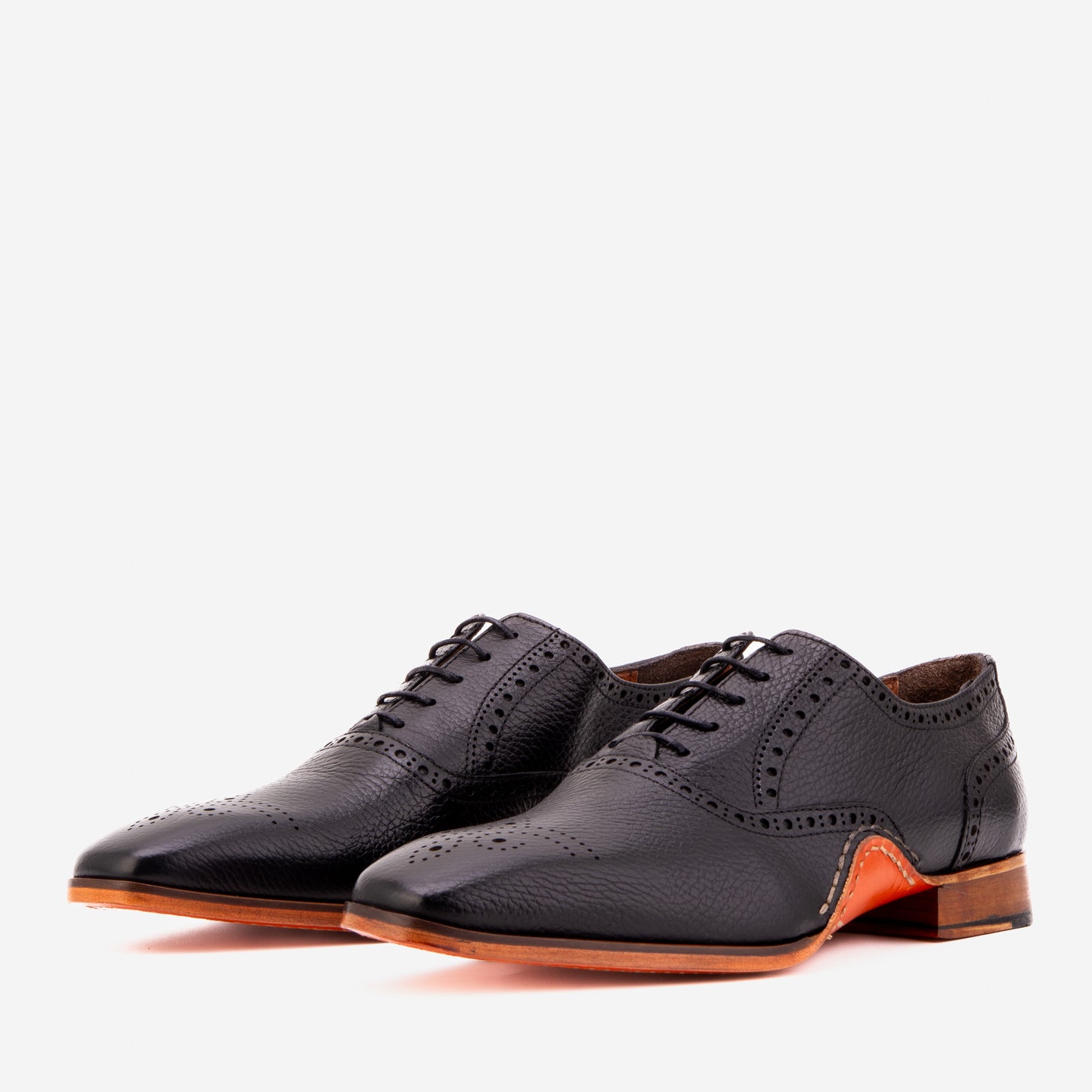 El Zapato Oxford Semi Brogue Negro Hecho a Mano Draco para Hombre