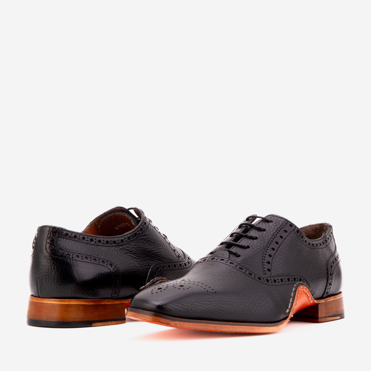El Zapato Oxford Semi Brogue Negro Hecho a Mano Draco para Hombre