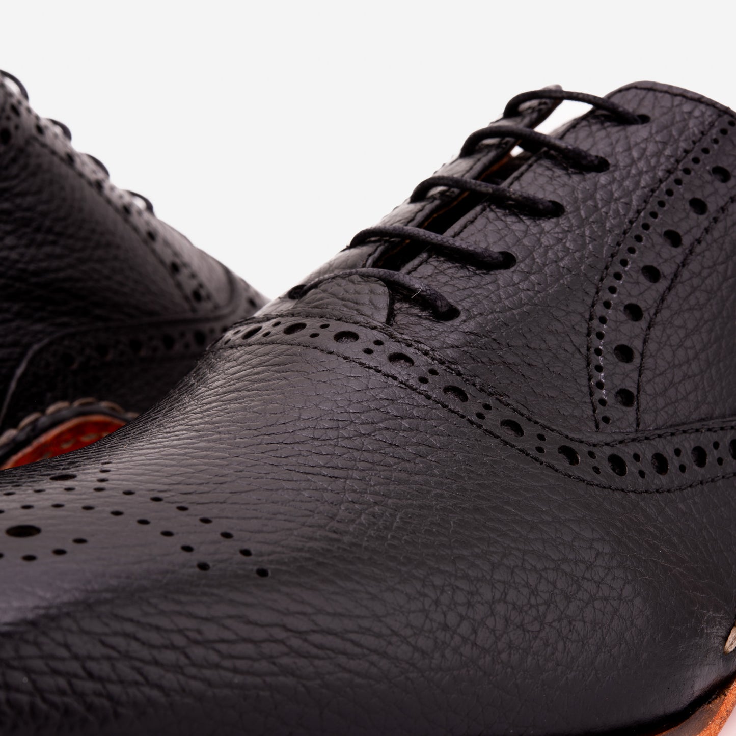 El Zapato Oxford Semi Brogue Negro Hecho a Mano Draco para Hombre