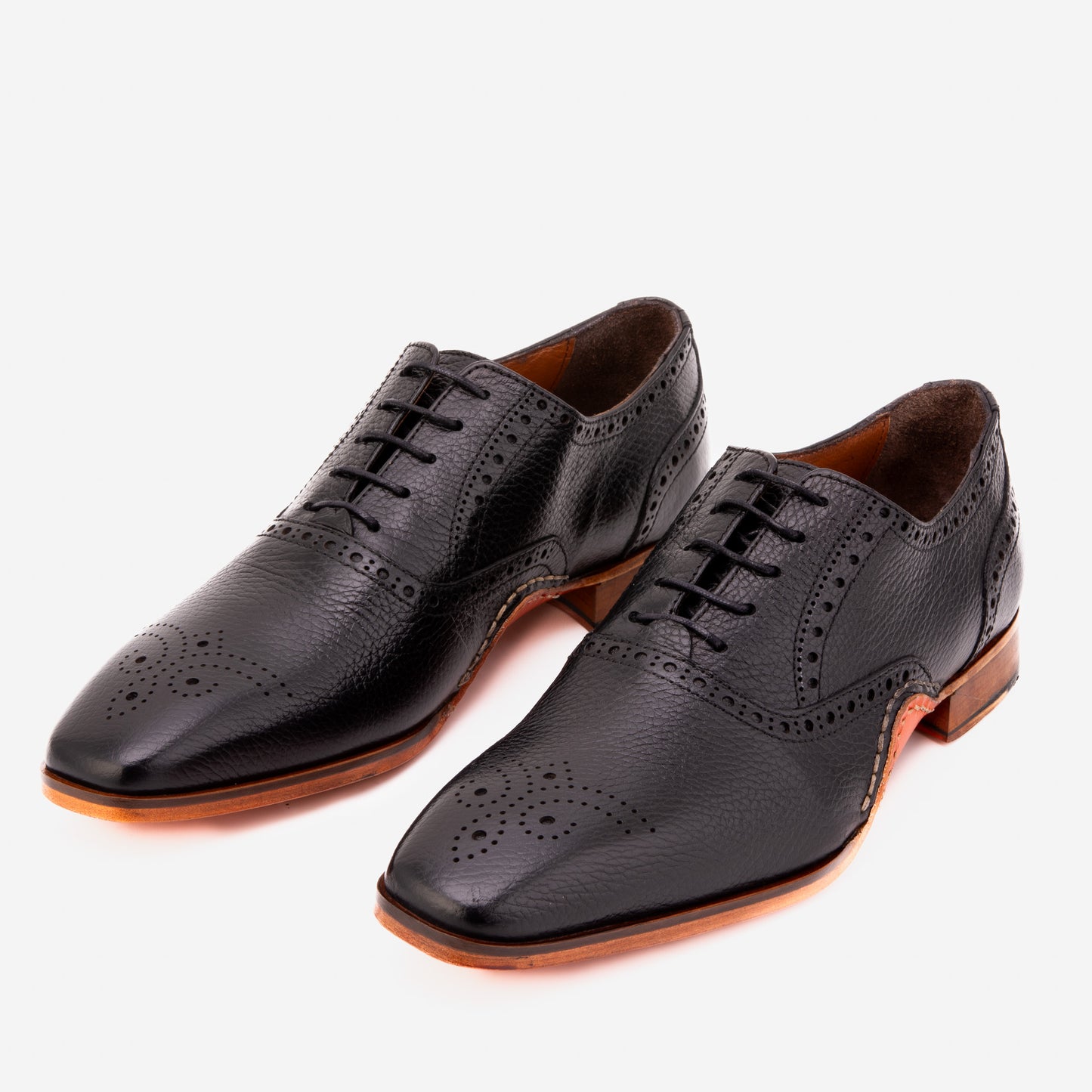 El Zapato Oxford Semi Brogue Negro Hecho a Mano Draco para Hombre