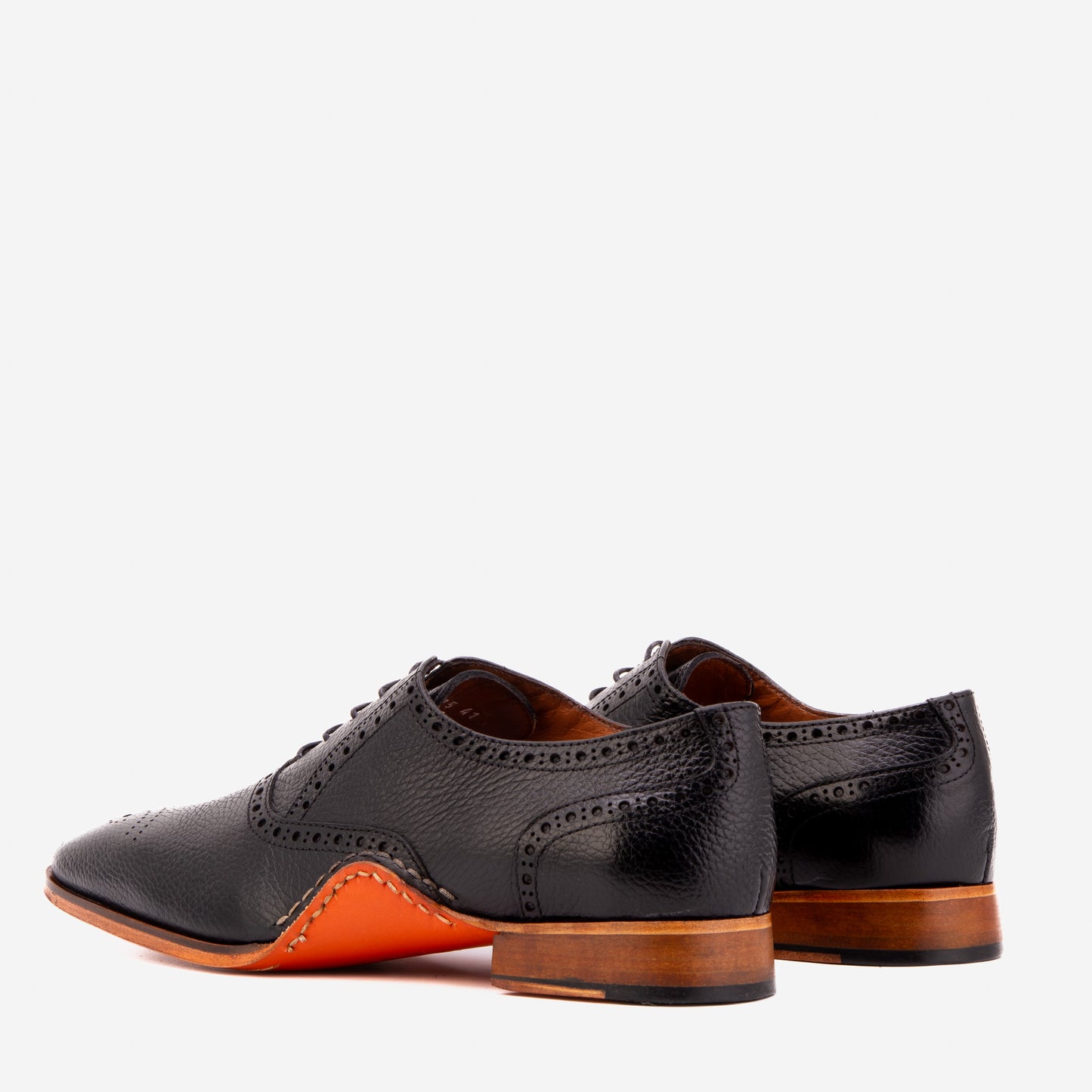 El Zapato Oxford Semi Brogue Negro Hecho a Mano Draco para Hombre