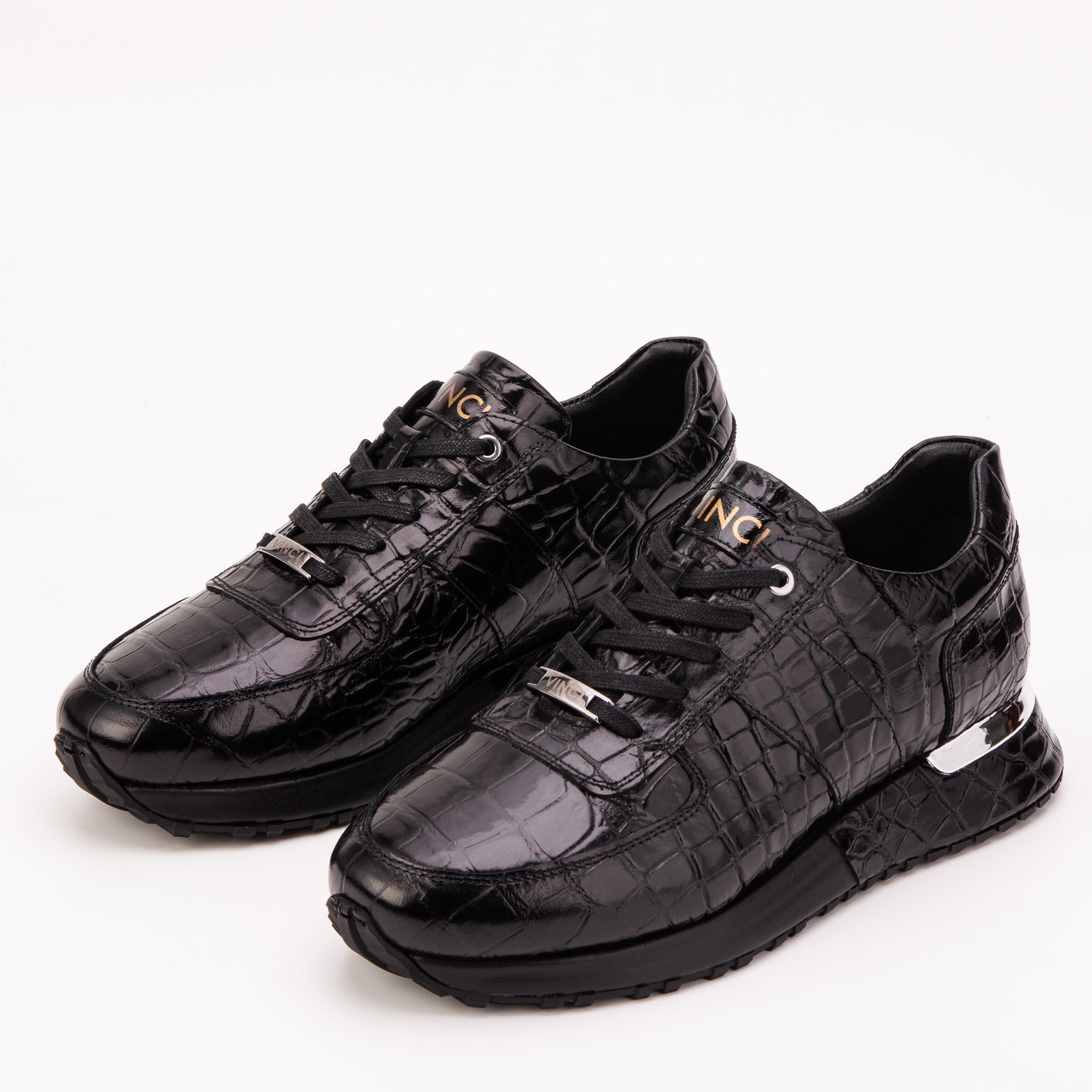 The Valeron Black Genuine Leather Men Sneaker
