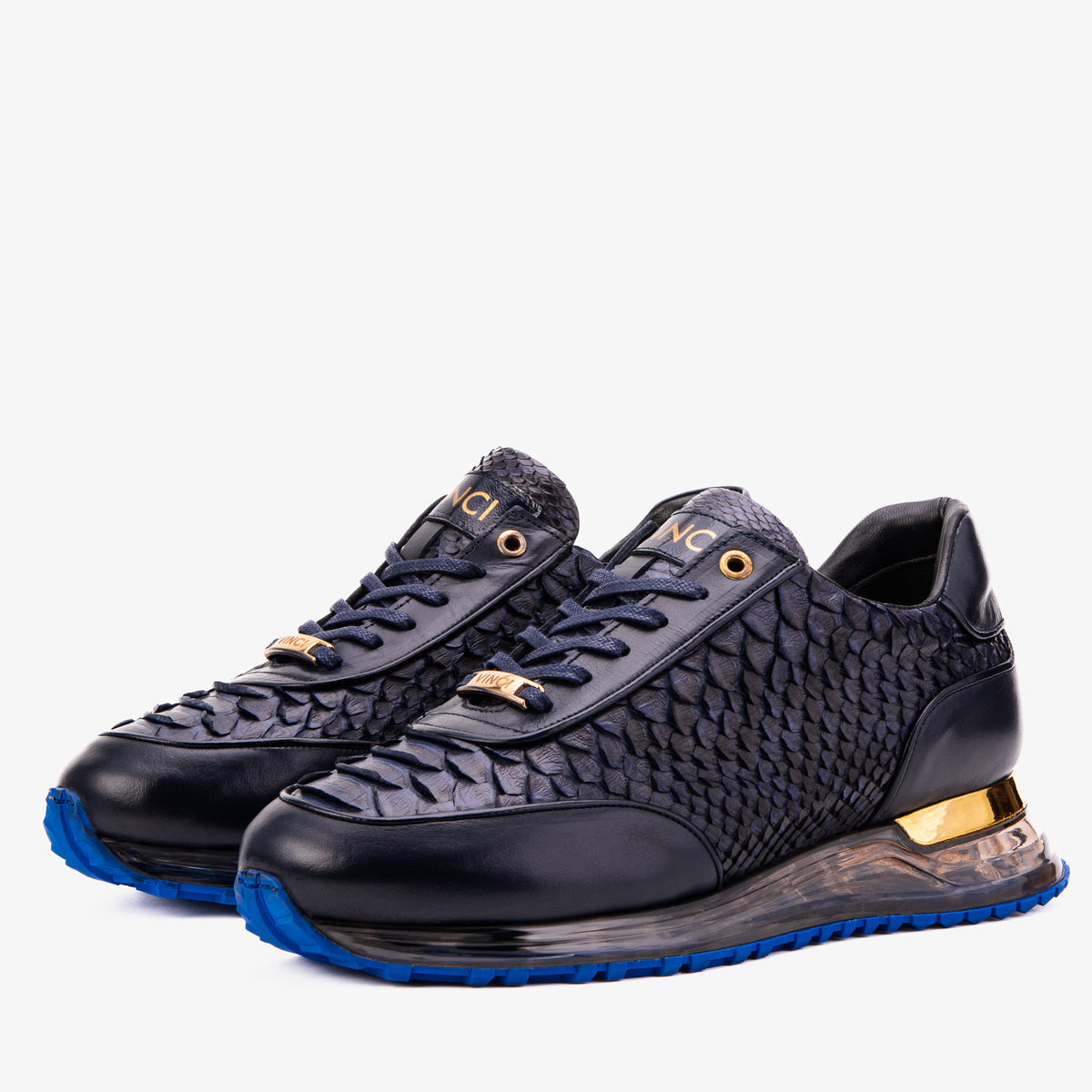 The Aetheris Midnight Blue Genuine Python & Calf Leather Men Sneaker