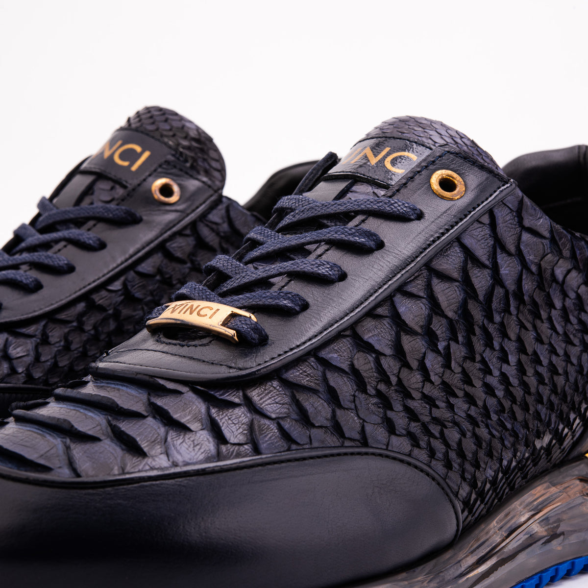The Aetheris Midnight Blue Genuine Python & Calf Leather Men Sneaker