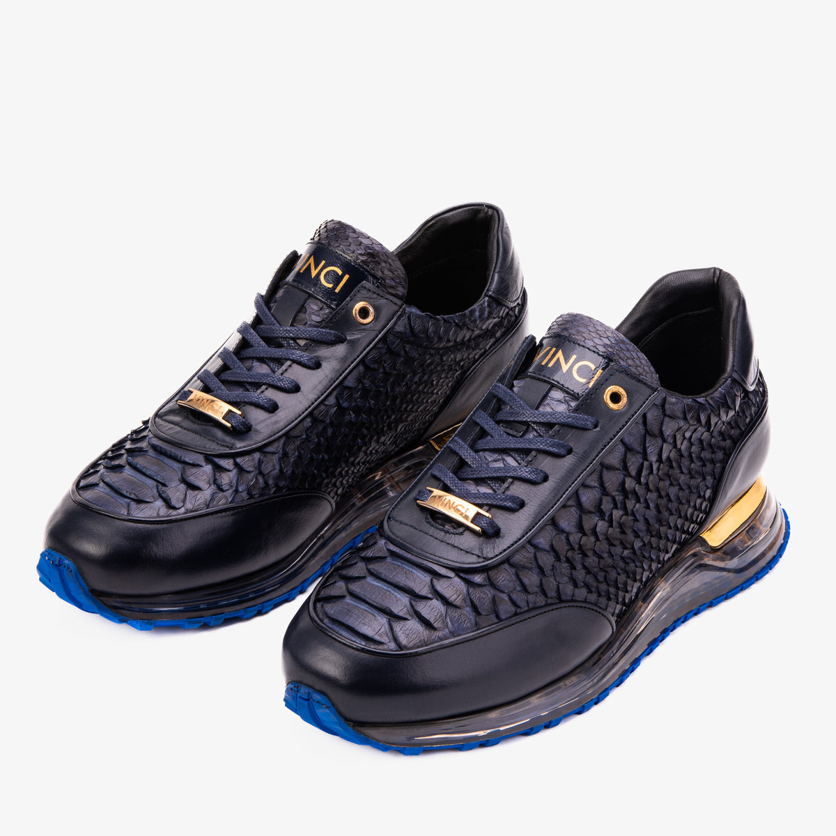 The Aetheris Midnight Blue Genuine Python & Calf Leather Men Sneaker