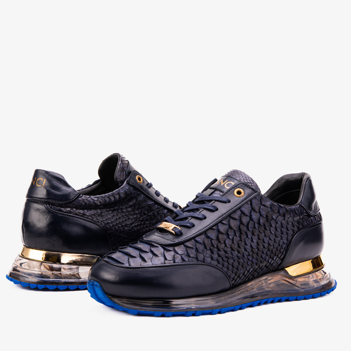 The Aetheris Midnight Blue Genuine Python & Calf Leather Men Sneaker