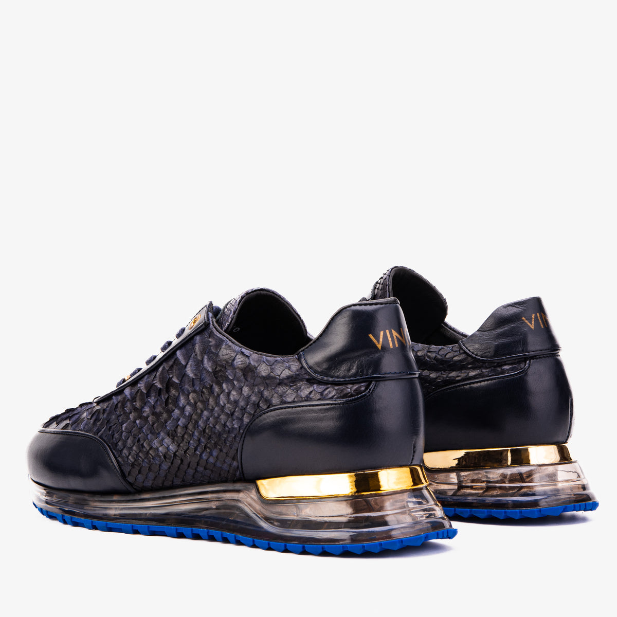 The Aetheris Midnight Blue Genuine Python & Calf Leather Men Sneaker