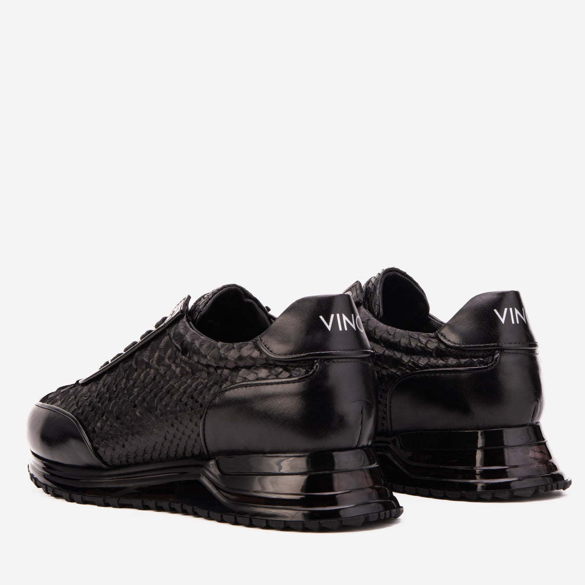 The Aetheris Zapatilla para Hombre de Piel Genuina de Pitón Negro y Becerro