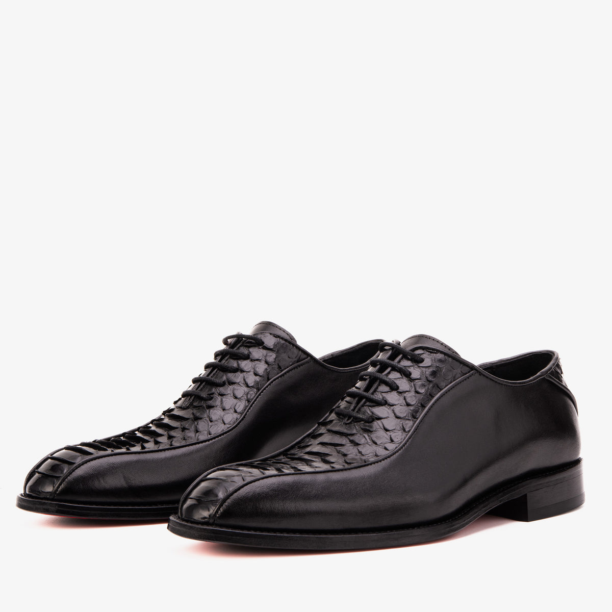 The Vespera Black Genuine Python & Calf Leather Men Oxford