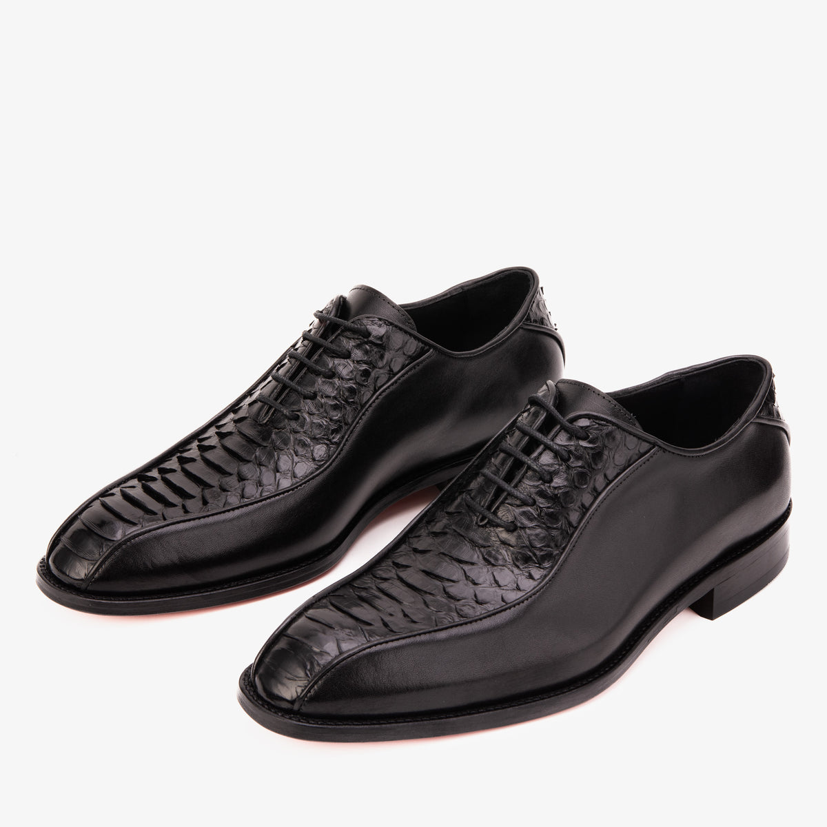 The Vespera Black Genuine Python & Calf Leather Men Oxford