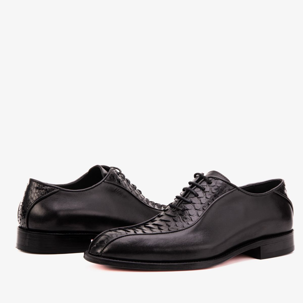 The Vespera Black Genuine Python & Calf Leather Men Oxford