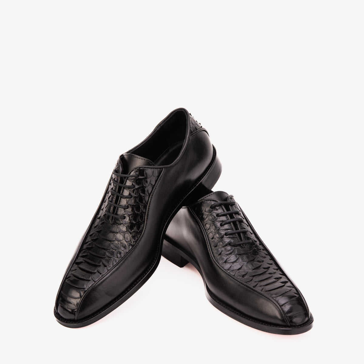 The Vespera Black Genuine Python & Calf Leather Men Oxford