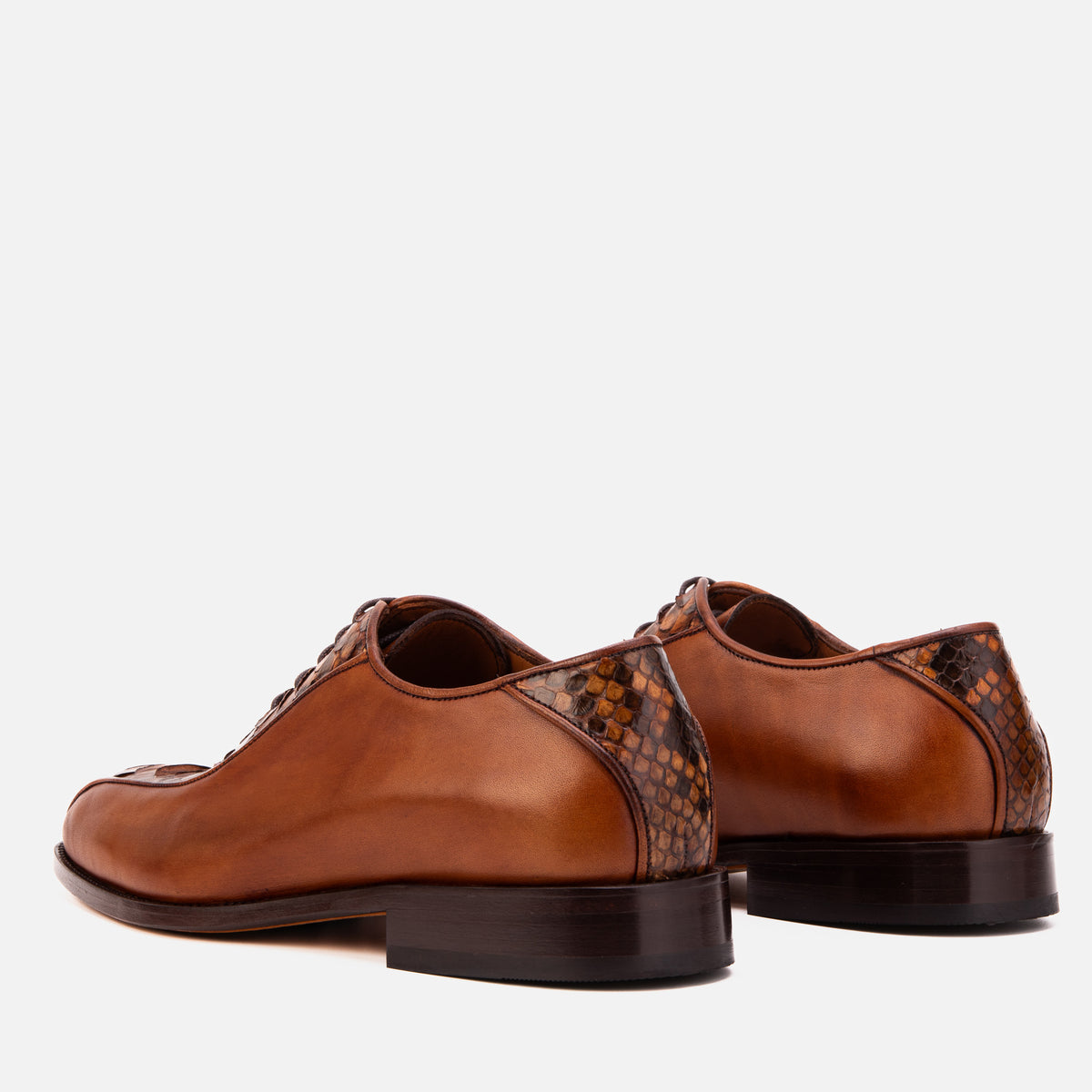 The Vespera Tan Genuine Python & Calf Leather Men Oxford