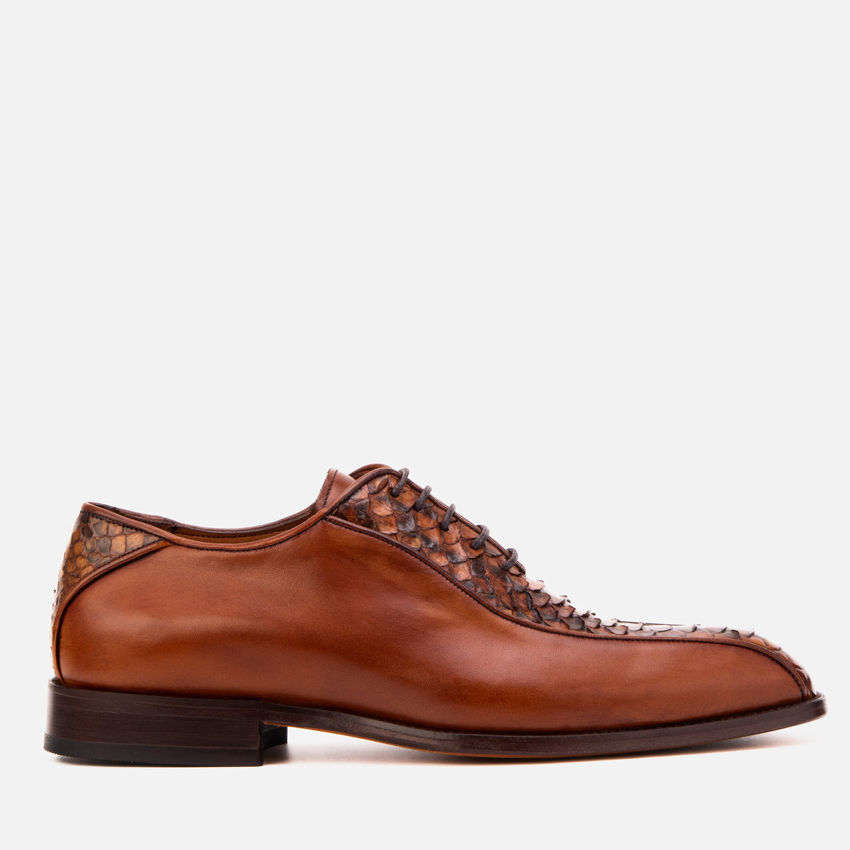 The Vespera Tan Genuine Python & Calf Leather Men Oxford