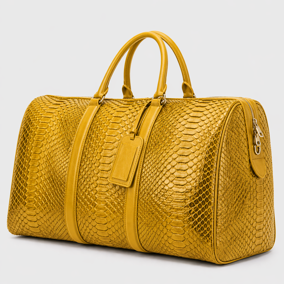 Velar Bolso Weekender de Cuero de Pitón Pintado a Mano Amarillo