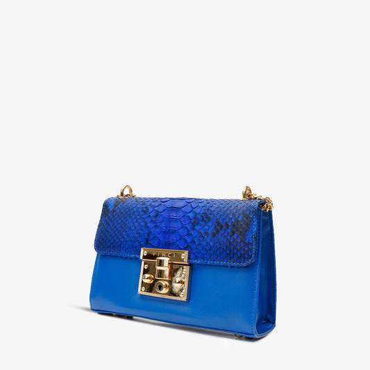 Bolso de mano de piel de pitón azul Toskana Sax