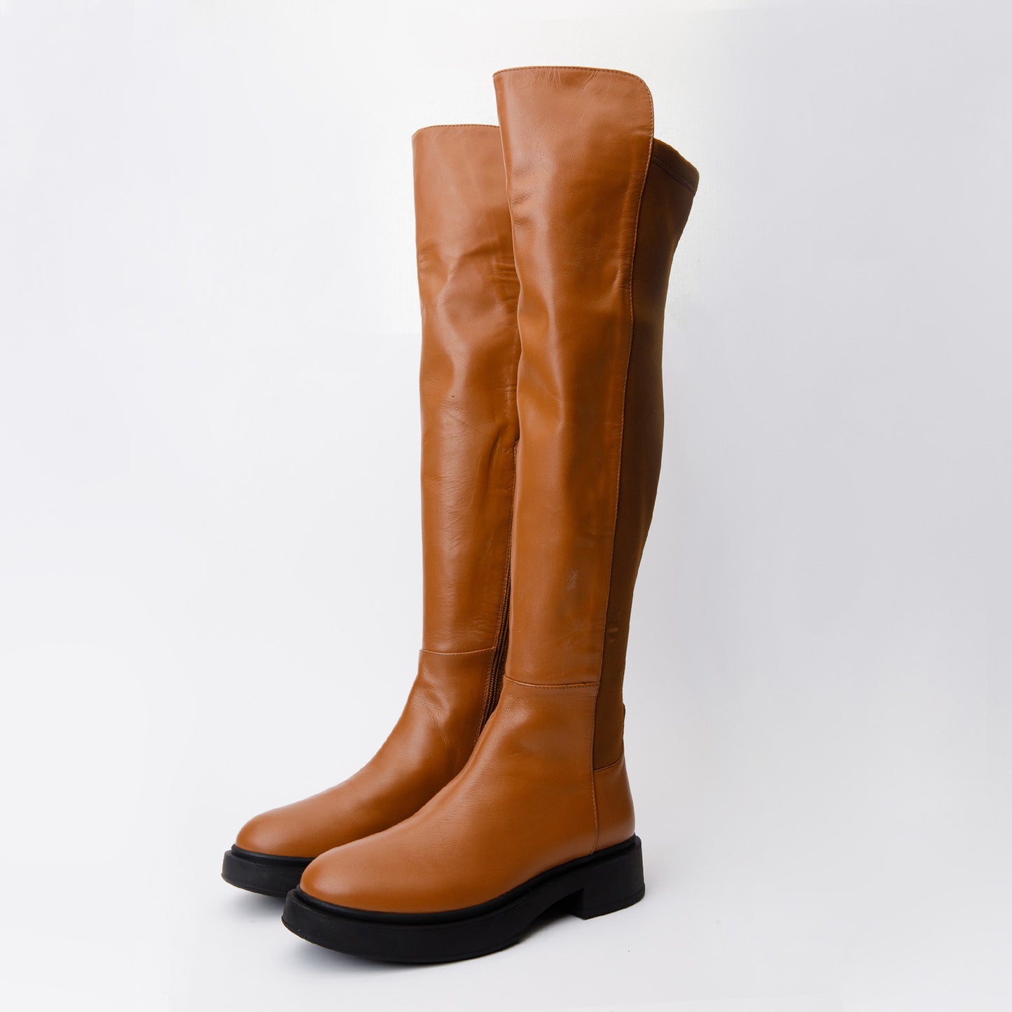 حذاء Harmony Belle Tan Leather بطول الركبة للنساء
