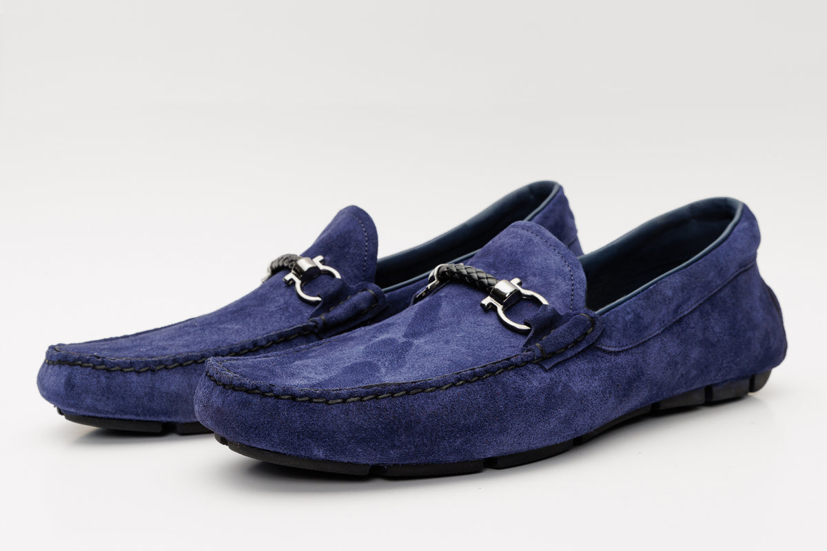 Mocasín Bit Drive de piel de ante azul marino Bari para hombre