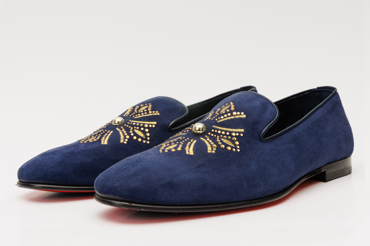 Mocasines sin cordones de ante azul marino para hombre de Lazio Shoe