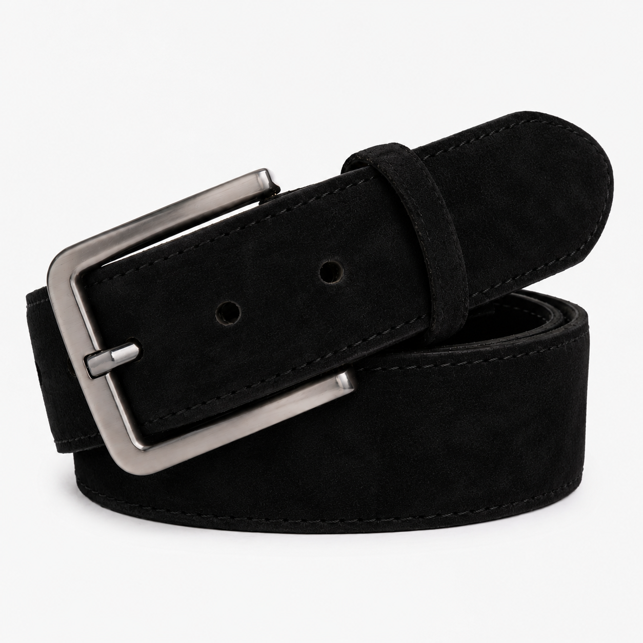 Cinturón de piel de ante negro Bari 
