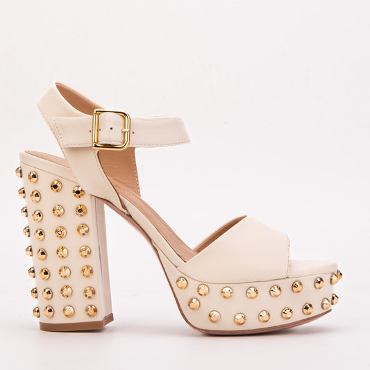 The Celestia Ivory Leather Platform Heel Women Sandal