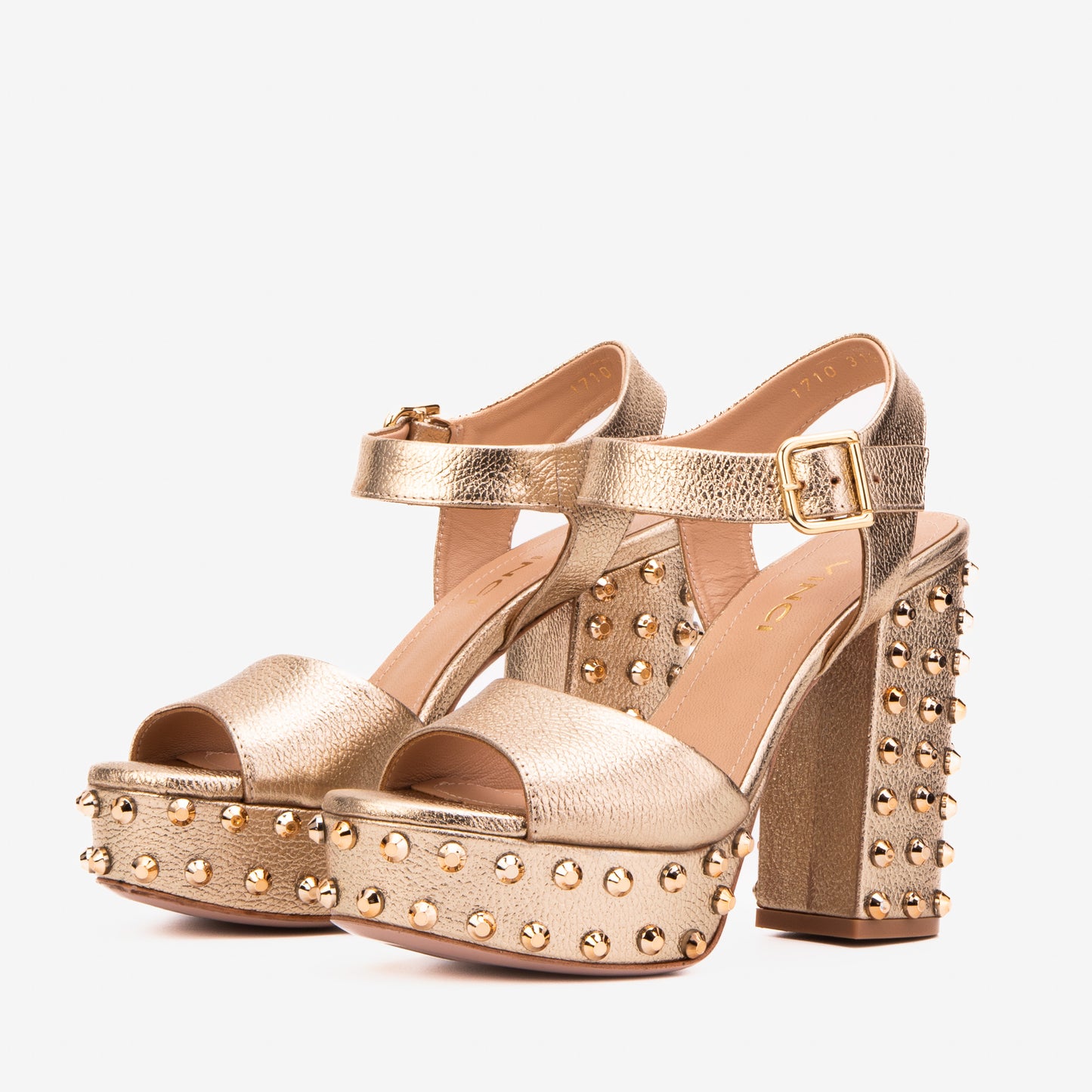 The Celestia Gold Leather Platform Heel Women Sandal