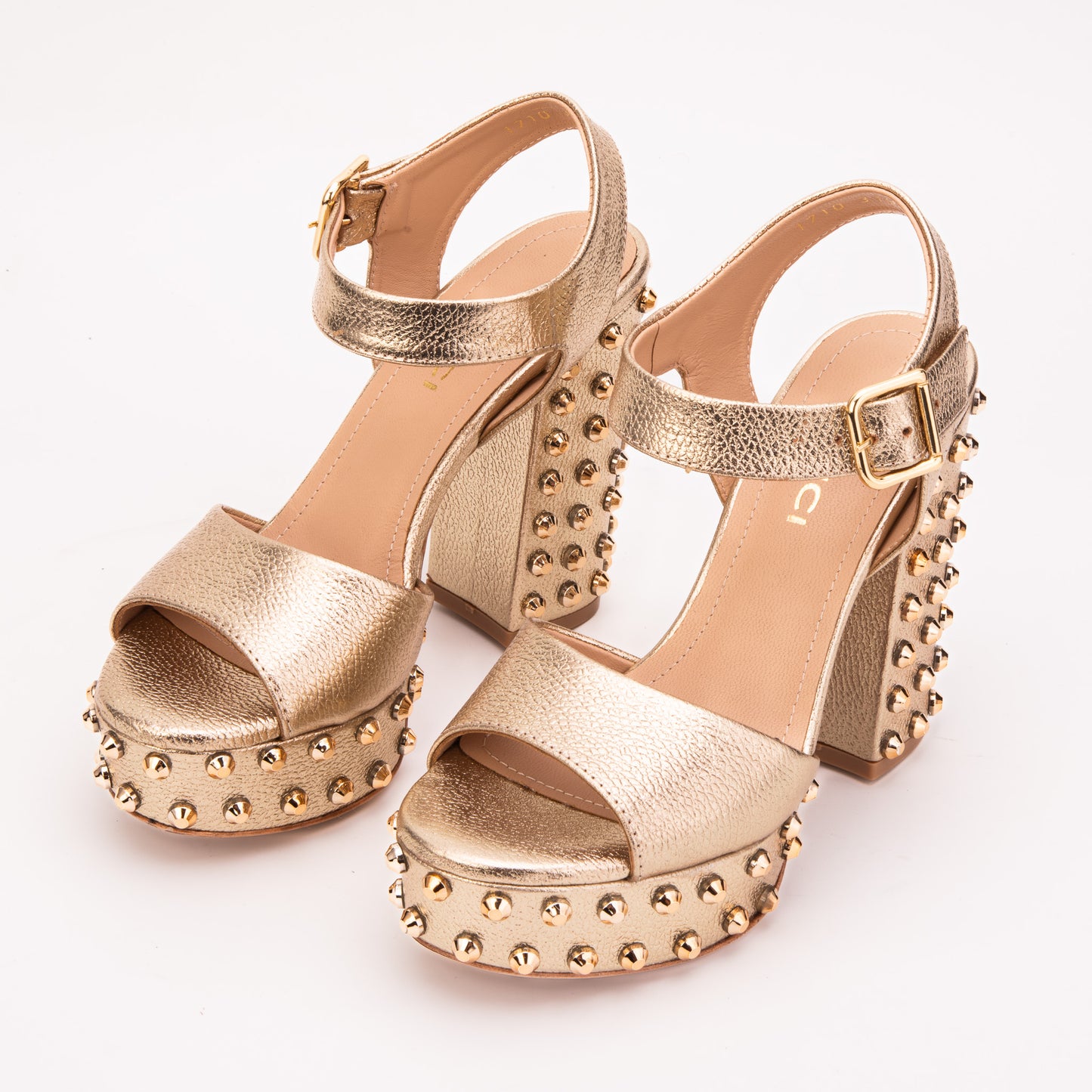 The Celestia Gold Leather Platform Heel Women Sandal