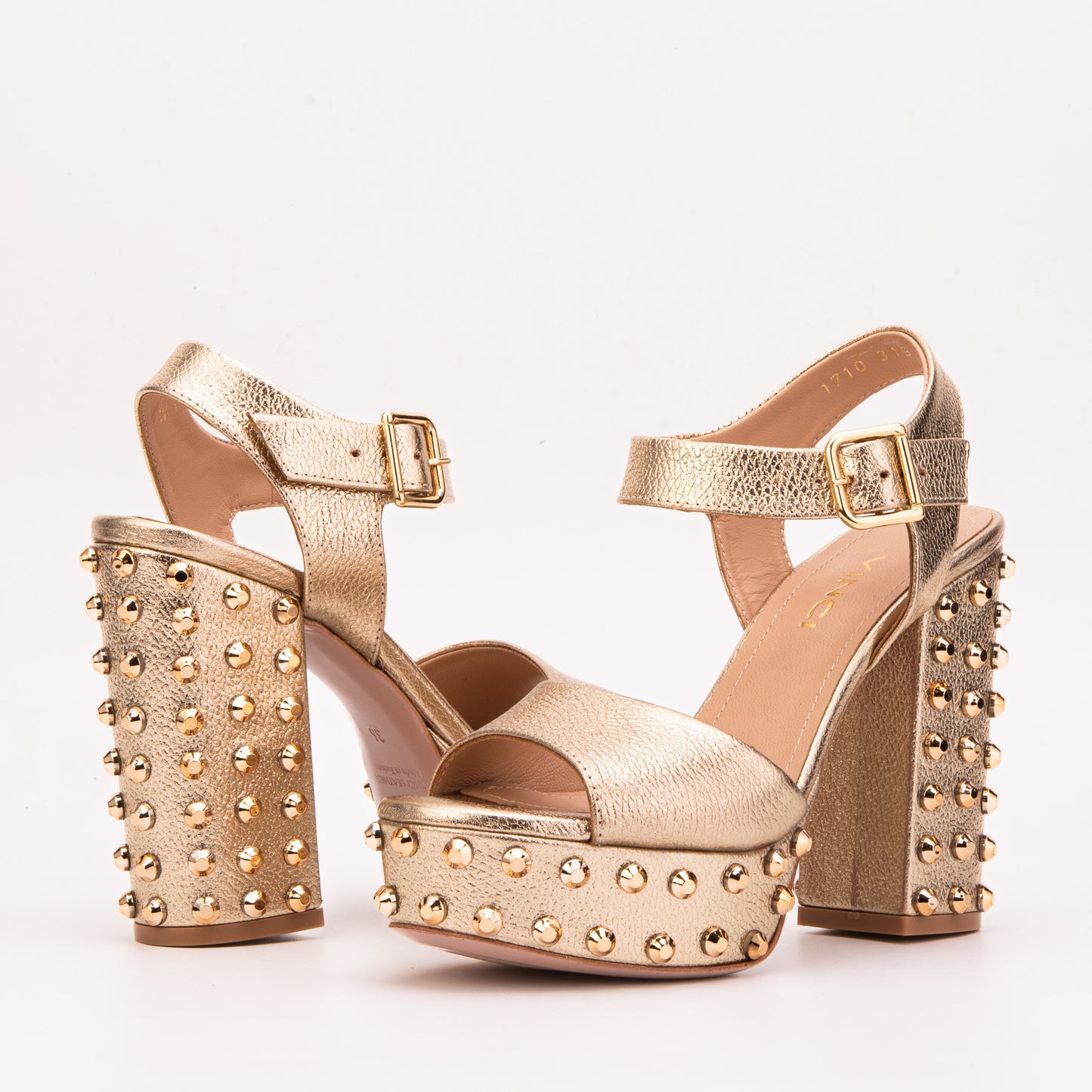 The Celestia Gold Leather Platform Heel Women Sandal