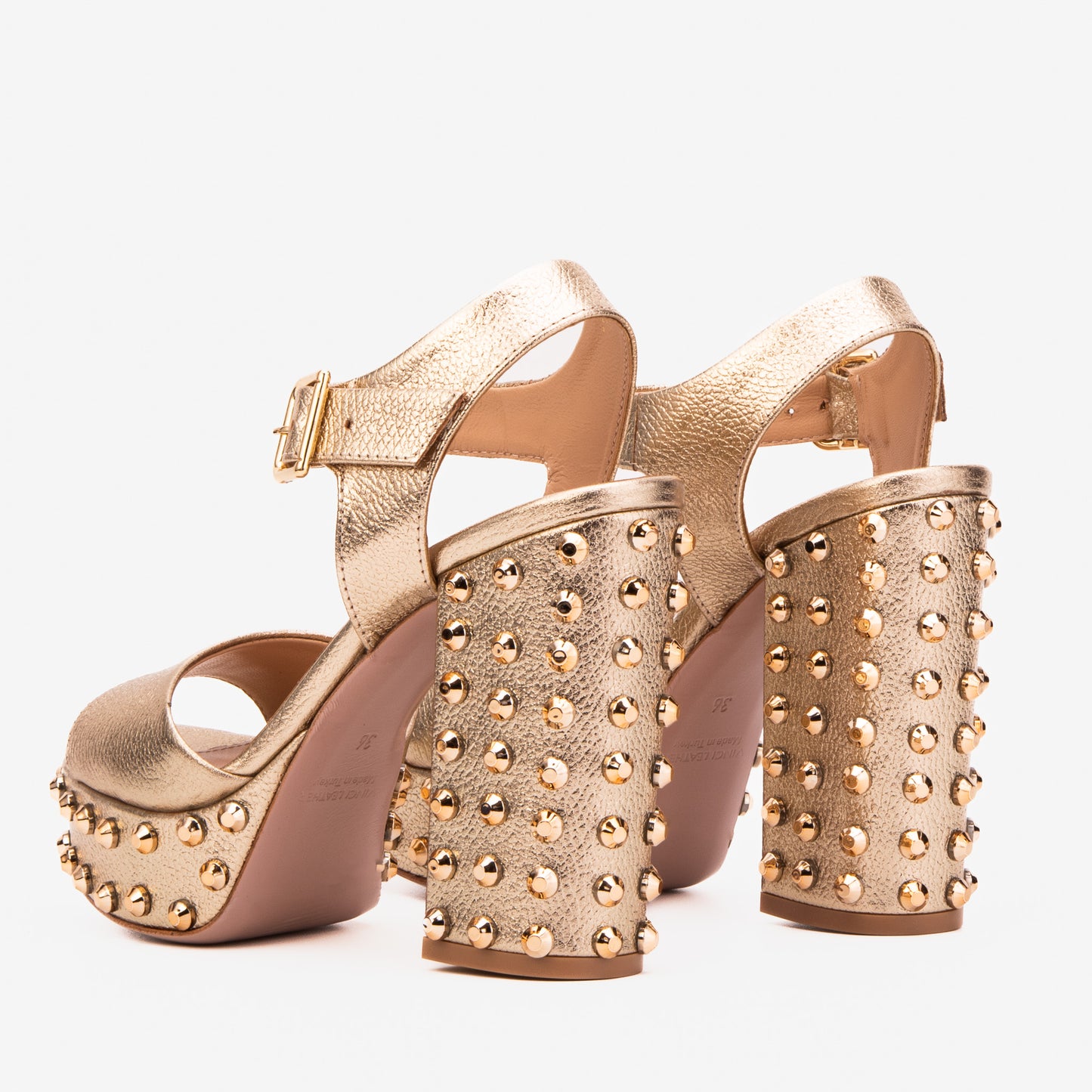 The Celestia Gold Leather Platform Heel Women Sandal